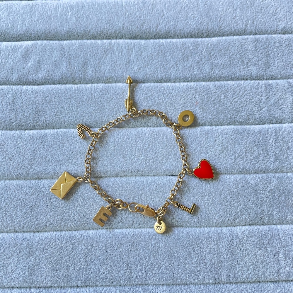 Madewell LOVE charm bracelet ❤️ | brass and red enamel | SHIPS FREE 📦